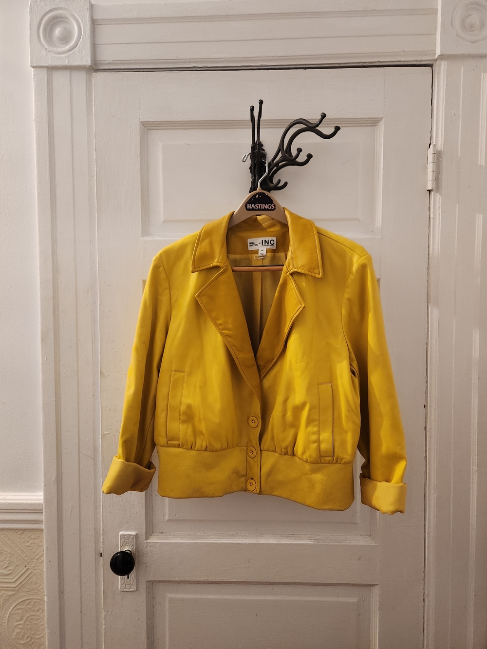 INC International Concepts Yellow Satin Bomber Jacket